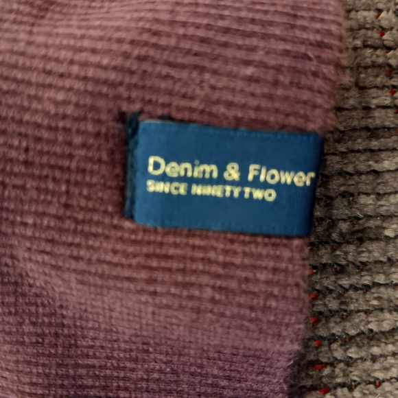 Denim and Flower Pull Over Hoodie - Picture 1 of 2